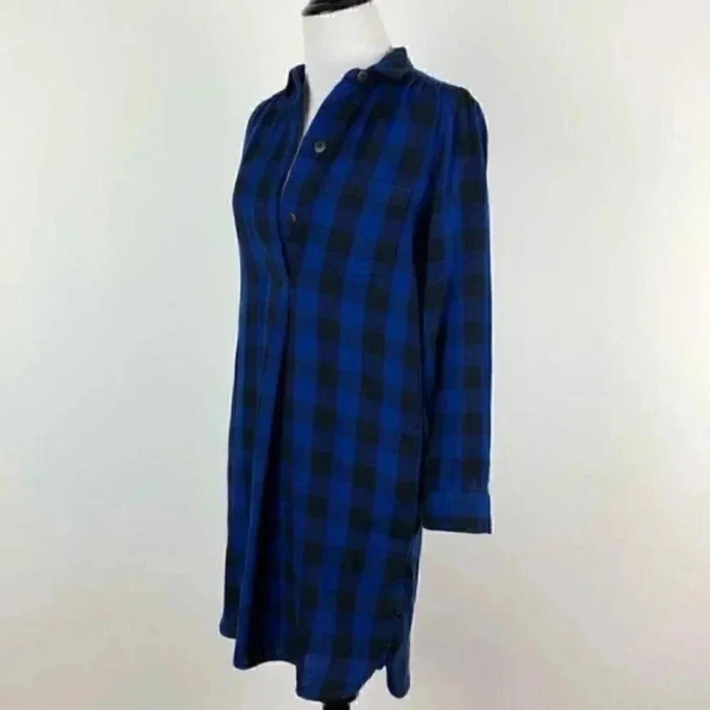 Madewell latitude shirt dress XXS black blue E1510 - Picture 8 of 16
